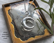 shiny crescent moon necklace