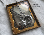 moon and star necklace pendant - celestial jewelry