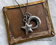 moon and star necklace pendant - celestial jewelry