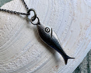 fish necklace pendant - historic bone fish counter jewelry