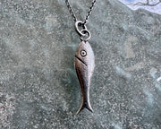 fish necklace pendant - historic bone fish counter jewelry