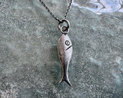 fish necklace pendant - historic bone fish counter jewelry