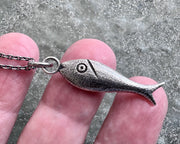 fish necklace pendant - historic bone fish counter jewelry