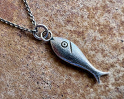fish necklace pendant - historic bone fish counter jewelry