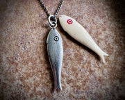 fish necklace pendant - larger fish - historic bone fish counter jewelry