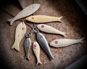 fish necklace pendant - historic bone fish counter jewelry