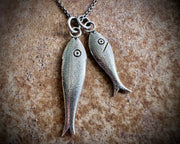 fish necklace pendant - historic bone fish counter jewelry