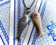fish necklace pendant - historic bone fish counter jewelry