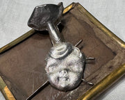 doll face necklace pendant - sterling silver with gold accents Frozen Charlotte