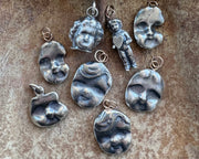 doll face necklace pendant - sterling silver with gold accents Frozen Charlotte