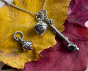 oak and acorn necklace pendants - botanical jewelry