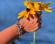 rusty old split lock washer link bracelet ... rustic silver hardware jewelry