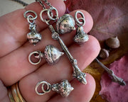 oak and acorn necklace pendants - botanical jewelry
