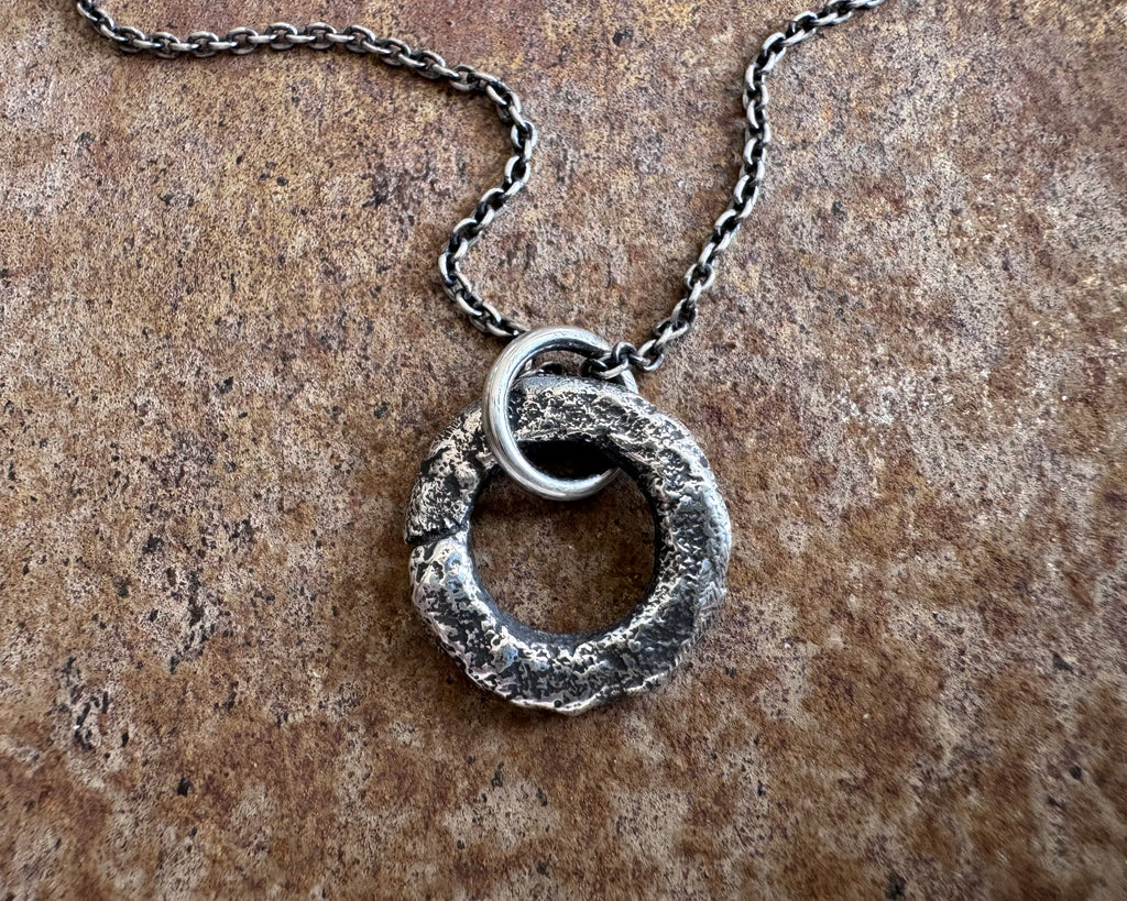 corroded split lock washer necklace pendant ... rustic silver hardware jewelry