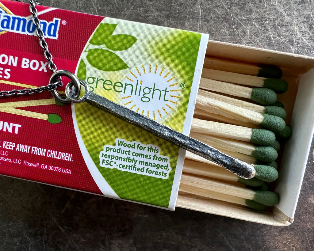 matchstick necklace pendant - sterling silver