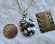 doll face necklace pendant - sterling silver with gold accents Frozen Charlotte