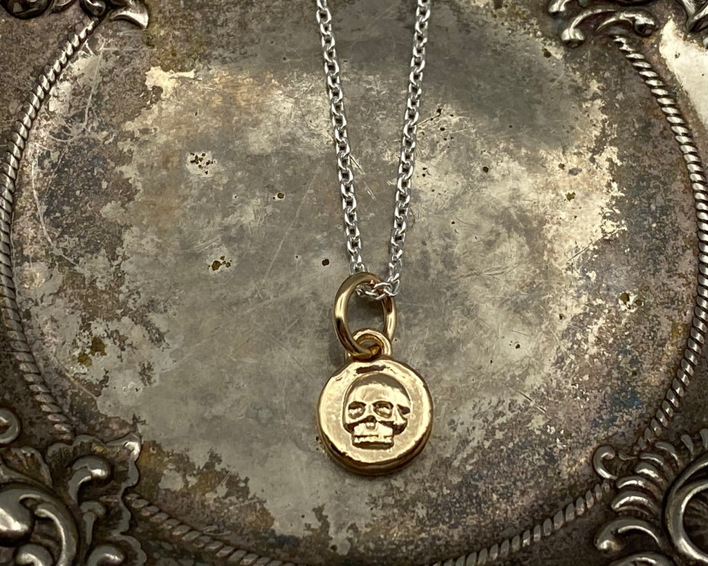 tiny gold skull wax seal pendant - 14k gold vermeil wax seal jewelry