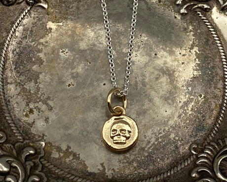 tiny gold skull wax seal pendant - 14k gold vermeil wax seal jewelry