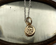 tiny gold skull wax seal pendant - 14k gold vermeil wax seal jewelry