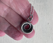 puka shell necklace pendant in sterling silver - organic spiral jewelry