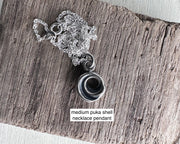 puka shell necklace pendant in sterling silver - organic spiral jewelry