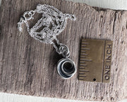 puka shell necklace pendant in sterling silver - organic spiral jewelry