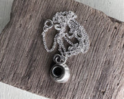 puka shell necklace pendant in sterling silver - organic spiral jewelry