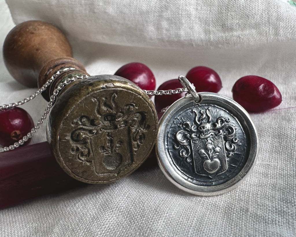heart wax seal necklace