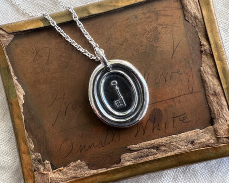 skeleton key wax seal necklace pendant