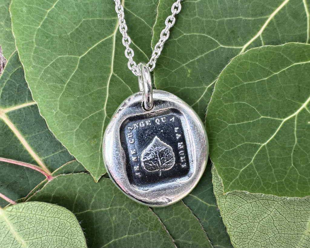 aspen leaf wax seal necklace