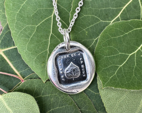 aspen leaf wax seal necklace