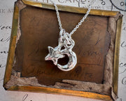 moon and star necklace pendant - rustic celestial jewelry