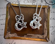 moon and star necklace pendant - rustic celestial jewelry