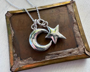 moon and star necklace pendant - celestial jewelry