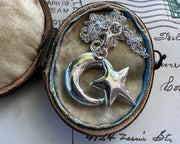 moon and star necklace pendant - celestial jewelry