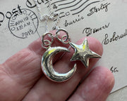 moon and star necklace pendant - celestial jewelry
