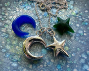 moon and star necklace pendant - celestial jewelry