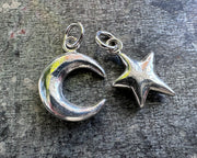 moon and star necklace pendant - celestial jewelry
