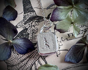 witch intaglio wax seal necklace charm - all have their hobbies - reversible sterling silver wax seal jewelry