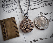 sun and moon necklace pendant - bronze headstone jewelry