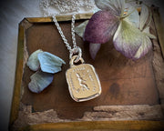 witch intaglio wax seal necklace charm - all have their hobbies - 14k gold wax seal jewelry