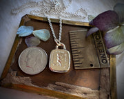 witch intaglio wax seal necklace charm - all have their hobbies - 14k gold wax seal jewelry