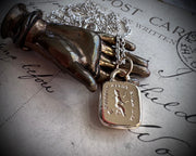 witch intaglio wax seal necklace charm - all have their hobbies - 14k gold wax seal jewelry