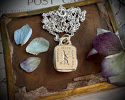witch intaglio wax seal necklace charm - all have their hobbies - 14k gold wax seal jewelry