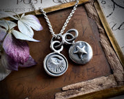 eye wax seal intaglio necklace pendant - all seeing eye - protection and guidance