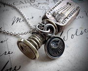 eye wax seal intaglio necklace pendant - all seeing eye - protection and guidance