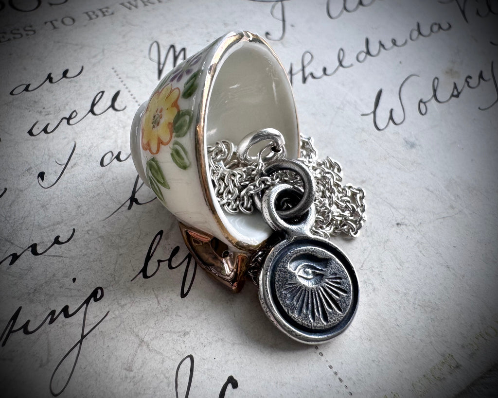 eye wax seal intaglio necklace pendant - all seeing eye - protection and guidance