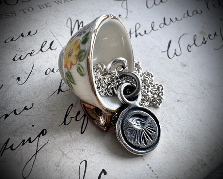 eye wax seal intaglio necklace pendant - all seeing eye - protection and guidance