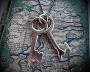 medieval skeleton key necklace charm - medieval jewelry