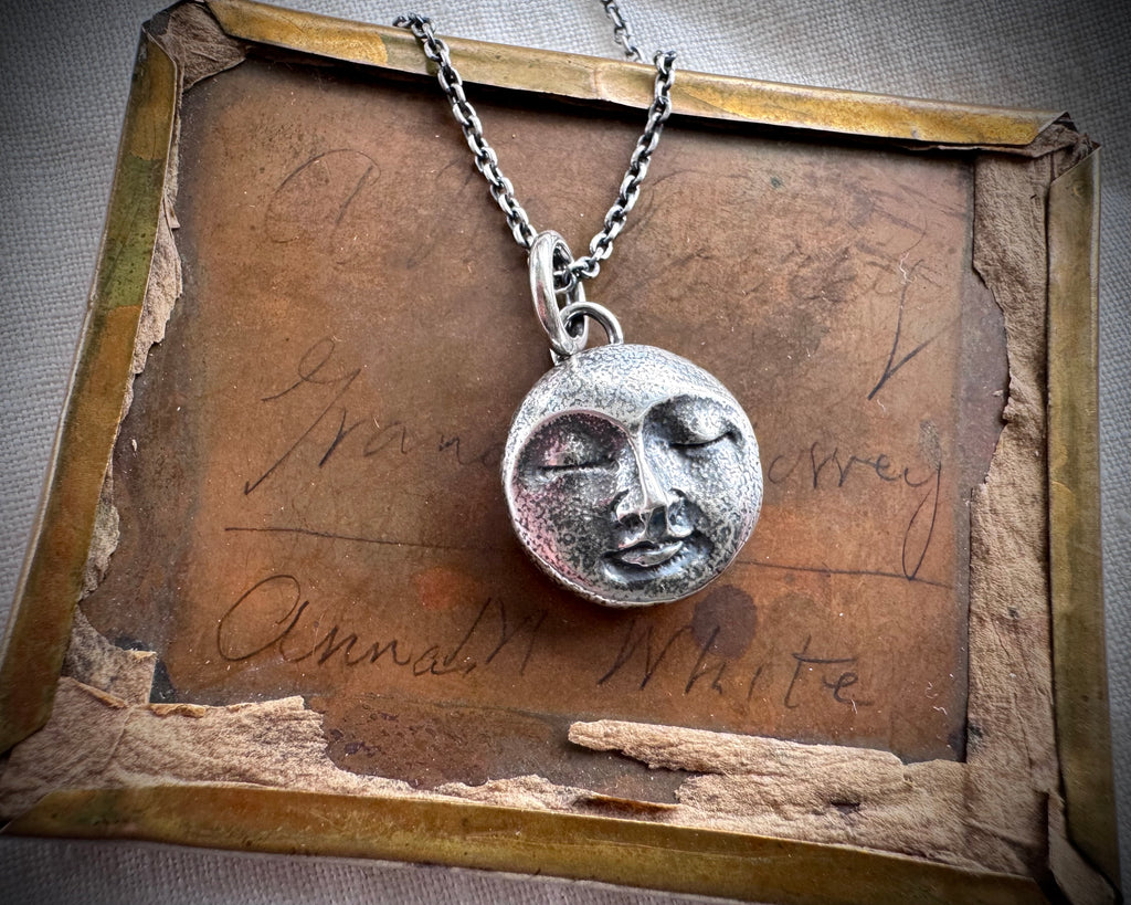Pink Moon necklace pendant ... April moon ... reversible sterling silver celestial jewelry